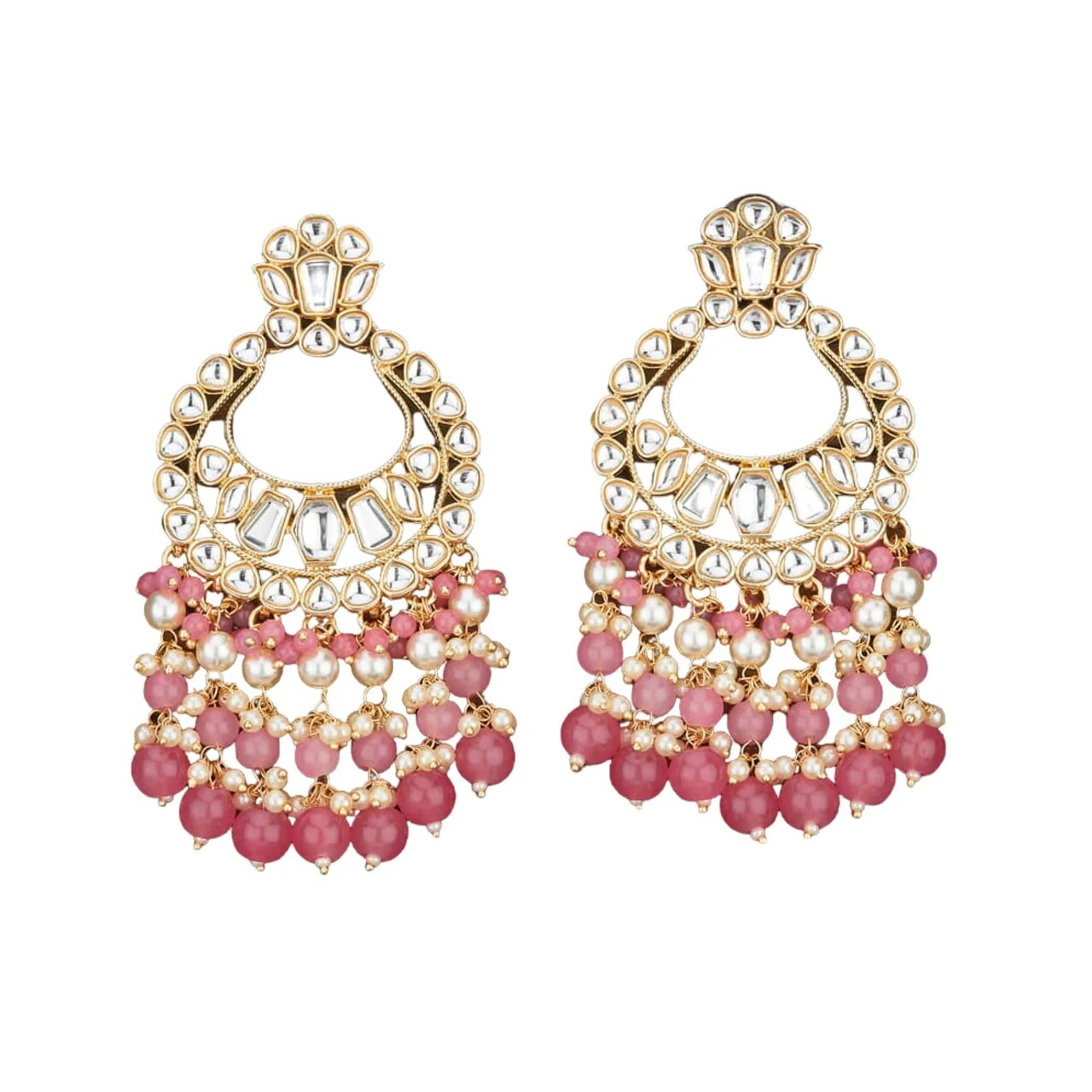 Oversized / Big Indian Jhumka Earrings for Women - Vintage Indian Jhumki Ethnic Chandbali Earrings Faux Kundan & Pearl Beaded Bollywood Style Dangle Earring Jewelry for Bride | Birthday Gift for Her